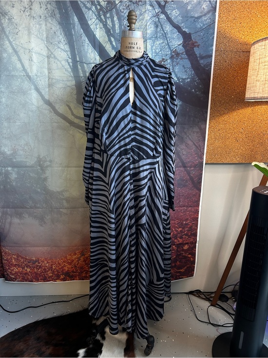 Dresses & Skirts - Womens Black and Gray Zebra Print Long Sleeve Maxi Dress